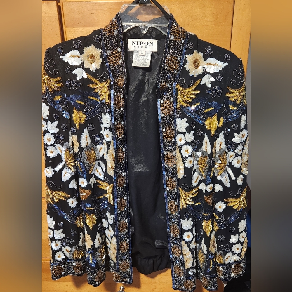 Nipon Boutique Women's Elegant Black Floral Jacket